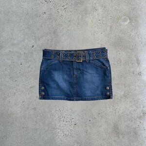 y2k dark wash denim mini skirt